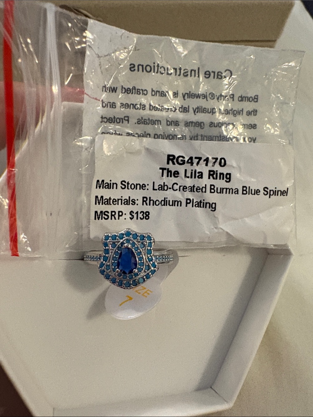 - Blue Lab-Created Burma Spinel Rhodium-Plated Women's Ring